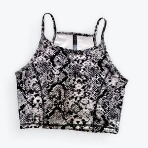 Gray and White Snake Print Athletic Top Summer Crop Top Sportswear | Size L